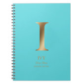 Personalisiert Gold Monogramm | Türkis Notizblock (Vorderseite)