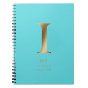 Personalisiert Gold Monogramm   Türkis Notizblock