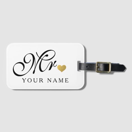 Personalisiert Gold Mr. Groom Husband Newlyweds Gepäckanhänger (Vorderseite (Horizontal))