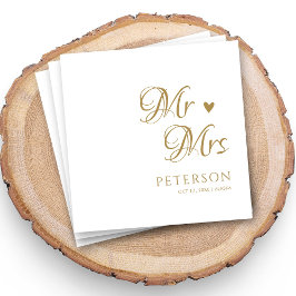 Personalisiert Gold Mr. & Mrs. Wedding Napkins Serviette
