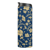 Personalisiert Gold Navy Floral Tumbler Thermosbecher (Nach rechts gedreht)
