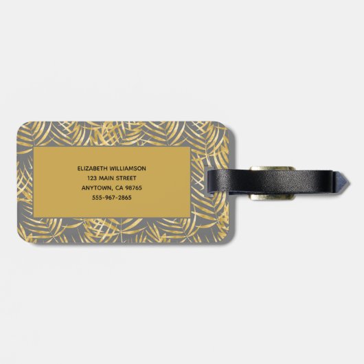 Personalisiert Gold Palm Chic Gepäckanhänger (Rückseite horizontal)