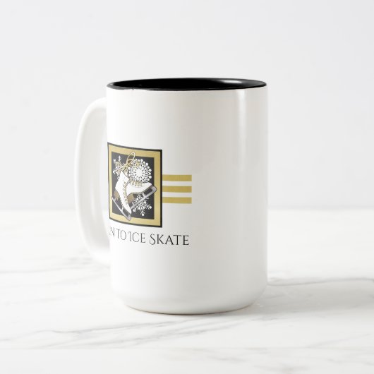Personalisiert Gold Schwarz-weiß Ice Skaten Zweifarbige Tasse (Vorderseite Links)