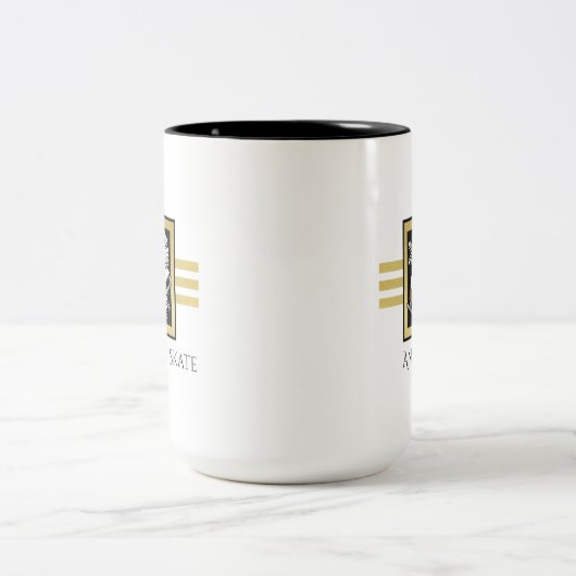 Personalisiert Gold Schwarz-weiß Ice Skaten Zweifarbige Tasse (Mittel)