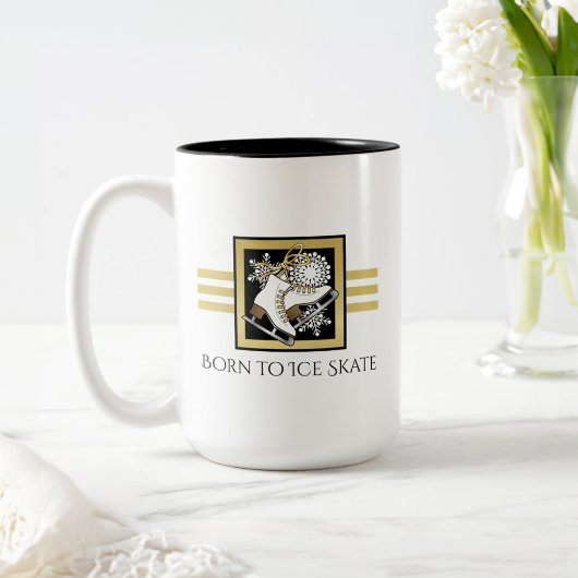 Personalisiert Gold Schwarz-weiß Ice Skaten Zweifarbige Tasse