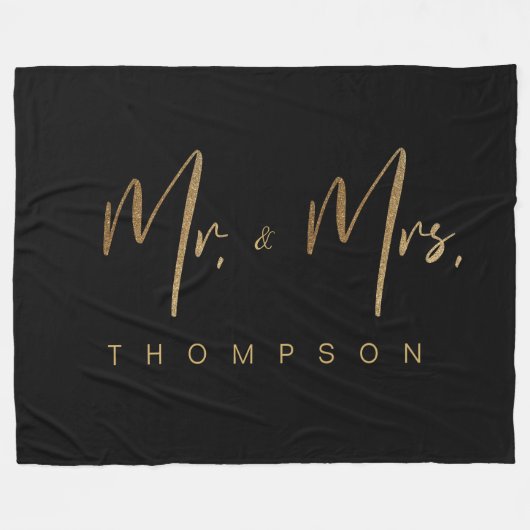 Personalisiert Gold Signature Drehbuch Mrs. & Mrs. Fleecedecke (Vorderseite (Horizontal))