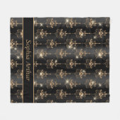 Personalisiert Gold Sparkle Kronier Pattern Schwar Fleecedecke (Vorderseite (Horizontal))