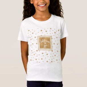 Personalisiert Gold Star Glitzer Girl Birthday T-Shirt