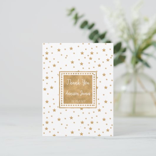 Personalisiert Gold Star Glitzer Sparkle Vielen Da Postkarte (Stehend Vorderseite)