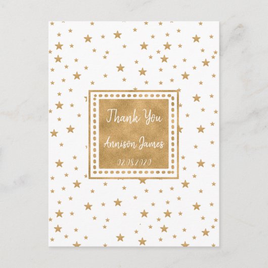 Personalisiert Gold Star Glitzer Sparkle Vielen Da Postkarte (Vorderseite)