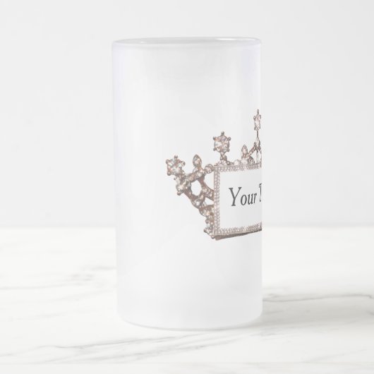 Personalisiert "Gold Tiara" Mattglas Bierglas (Mittel)