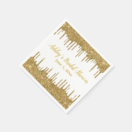 Personalisiert Gold Tropfen Brautparty Custom Part Serviette (Ecke)