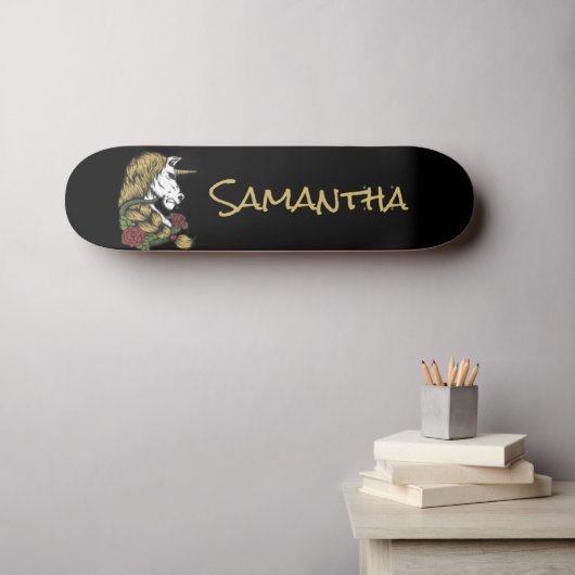 Personalisiert Gold UnicornSkateboard Skateboard (Wandkunst (Horz))