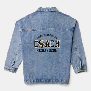 Personalisiert Gold Volleyball Coach Jeansjacke