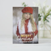 Personalisiert Gold Weißer Weihnachtsurlaub | FOTO Einladung (Stehend Vorderseite)