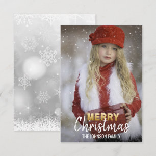 Personalisiert Gold Weißer Weihnachtsurlaub   FOTO Einladung