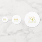 Personalisiert Gold White Best Day Ever Wedding Konfetti (Rückseiten)