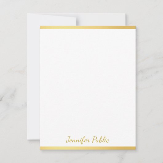 Personalisiert Gold White Hand Script Name Vertika Mitteilungskarte (Vorderseite)