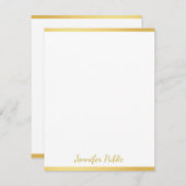 Personalisiert Gold White Hand Script Name Vertika Mitteilungskarte (Vorne/Hinten)