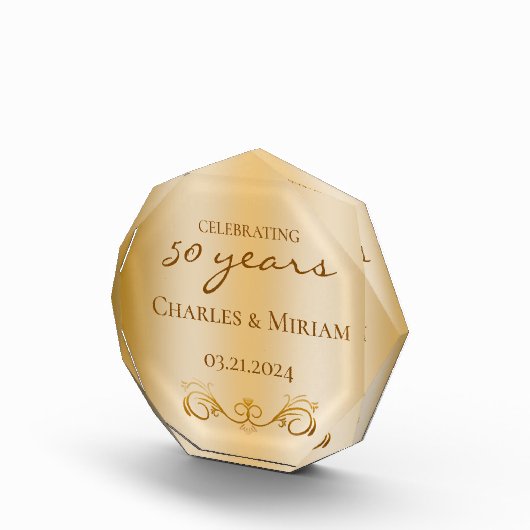 Personalisiert Golden 50th Wedding Anniversary Gif Fotoblock (Rechts)