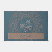 Personalisiert Golden Aquamarin Rokoko Lotus Dot M Fußmatte (Vorderseite)