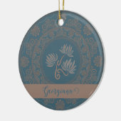 Personalisiert Golden Aquamarin Rokoko Lotus Dot M Keramik Ornament (Links)