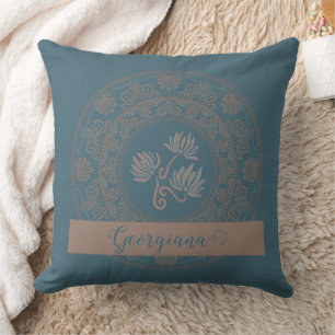 Personalisiert Golden Aquamarin Rokoko Lotus Dot M Kissen
