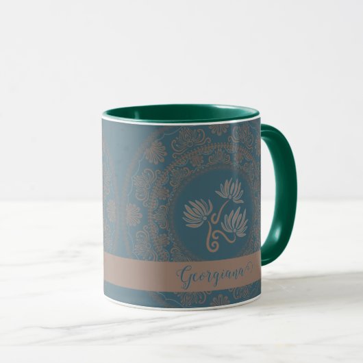 Personalisiert Golden Aquamarin Rokoko Lotus Dot M Tasse (VorderseiteRechts)