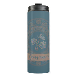 Personalisiert Golden Aquamarin Rokoko Lotus Dot M Thermosbecher