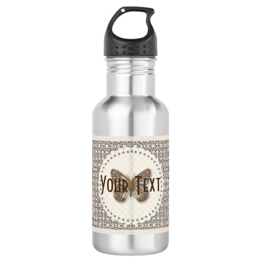 Personalisiert Golden Butterfly Gemusterte Flasche Trinkflasche (Vorderseite)