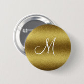 Personalisiert Golden Glitzer Monogram Button (Vorne & Hinten)