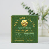 Personalisiert Golden Kleeblatt St. Patrick's Day Einladung (Stehend Vorderseite)