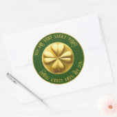 Personalisiert Golden Kleeblatt St. Patrick's Day Runder Aufkleber (Umschlag)