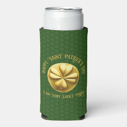 Personalisiert Golden Kleeblatt St. Patrick's Day Selters Dosenkühler (Seltzer Vorderseite)