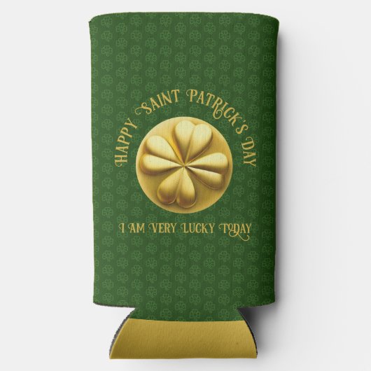 Personalisiert Golden Kleeblatt St. Patrick's Day Selters Dosenkühler (Rückseite)
