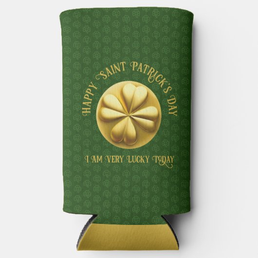 Personalisiert Golden Kleeblatt St. Patrick's Day Selters Dosenkühler (Vorderseite)