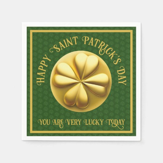 Personalisiert Golden Kleeblatt St. Patrick's Day Serviette (Vorderseite)
