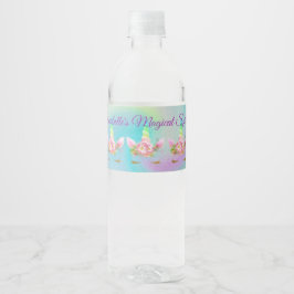 Personalisiert Golden Rainbow Unicorn Water Flasch Wasserflaschenetikett