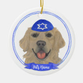 Personalisiert Golden Retriever Dog Hanukkah Keramik Ornament (Vorne)