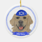 Personalisiert Golden Retriever Dog Hanukkah Keramik Ornament (Hinten)