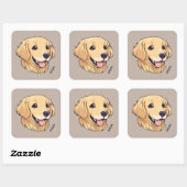 Personalisiert Golden Retriever Dog Quadratischer Aufkleber (Blatt)
