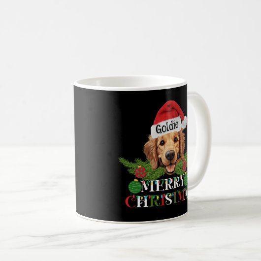 Personalisiert Golden Retriever Frohe Weihnachten Kaffeetasse (VorderseiteRechts)