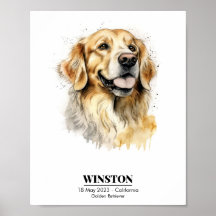 Personalisiert Golden Retriever Wasserfarbe