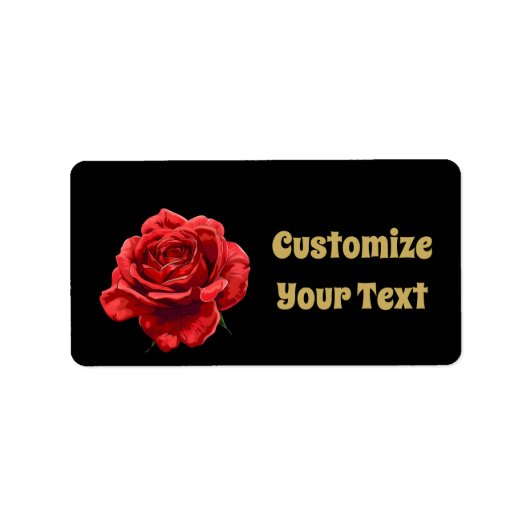 Personalisiert Golden Script Floral Elegante Rose Adressaufkleber (Vorne)