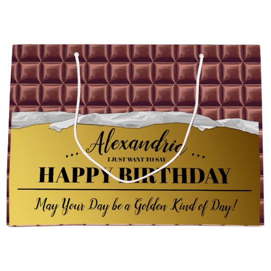 Personalisiert Golden Ticket Chocolate Bar Geburts Große Geschenktüte (Vorderseite)