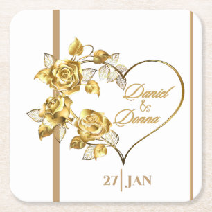 Personalisiert Golden Wedding Napkins Rechteckiger Pappuntersetzer