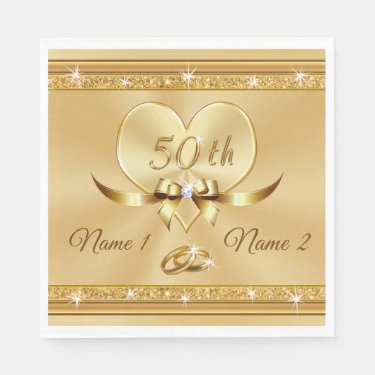 Personalisiert Golden Wedding Neapel Serviette (Vorderseite)