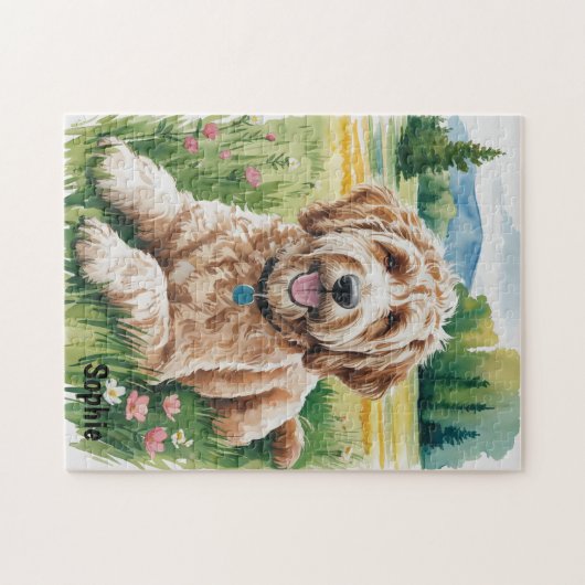 Personalisiert Goldendoodle Puzzle (Horizontal)