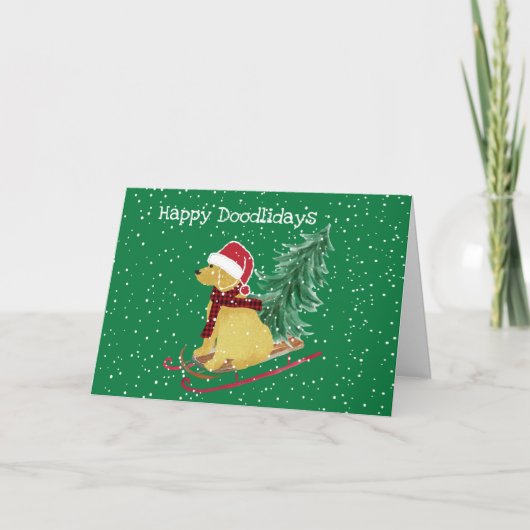 Personalisiert Goldendoodle Weihnachtsschnecke Feiertagskarte (Vorderseite)