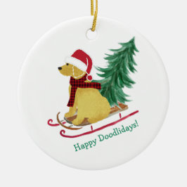 Personalisiert Goldendoodle Weihnachtsschnecke Keramik Ornament
